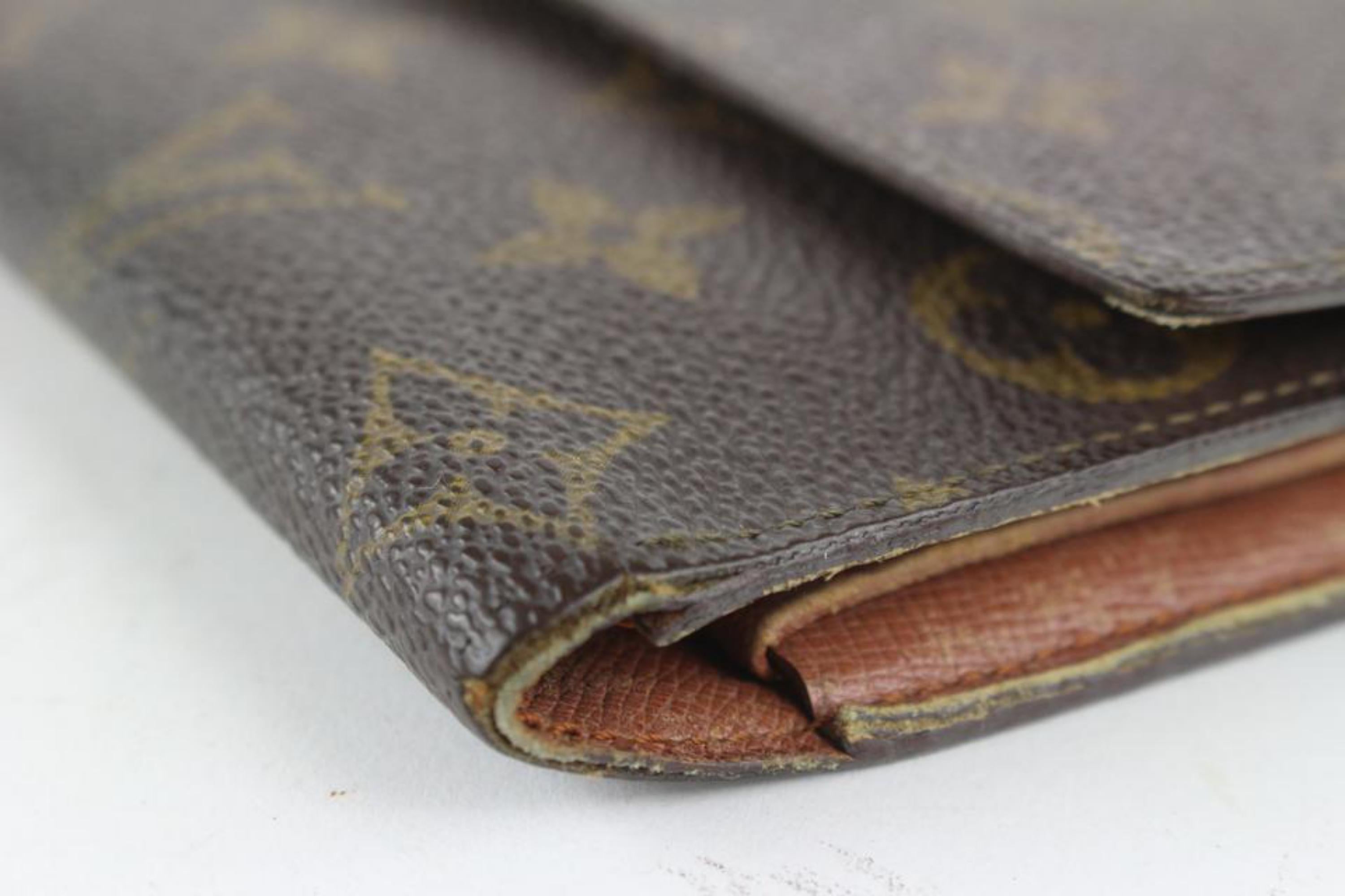 Louis Vuitton Monogram Porte Tresor Trifold Sarah Long Flap Wallet 2LV1013 In Fair Condition In Dix hills, NY