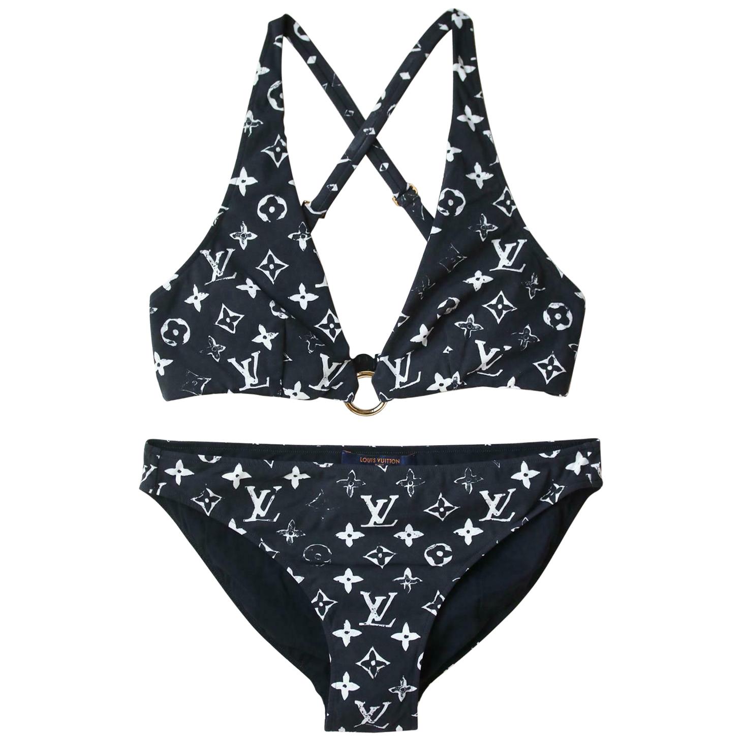 Louis Vuitton Monogram-Printed Triangle Bikini at 1stDibs