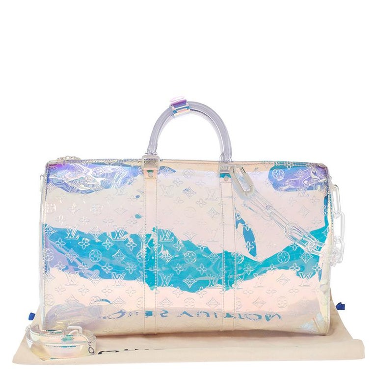 Louis Vuitton Keepall Bandouliere Bag Limited Edition Monogram Prism PVC 50  Clear 609621
