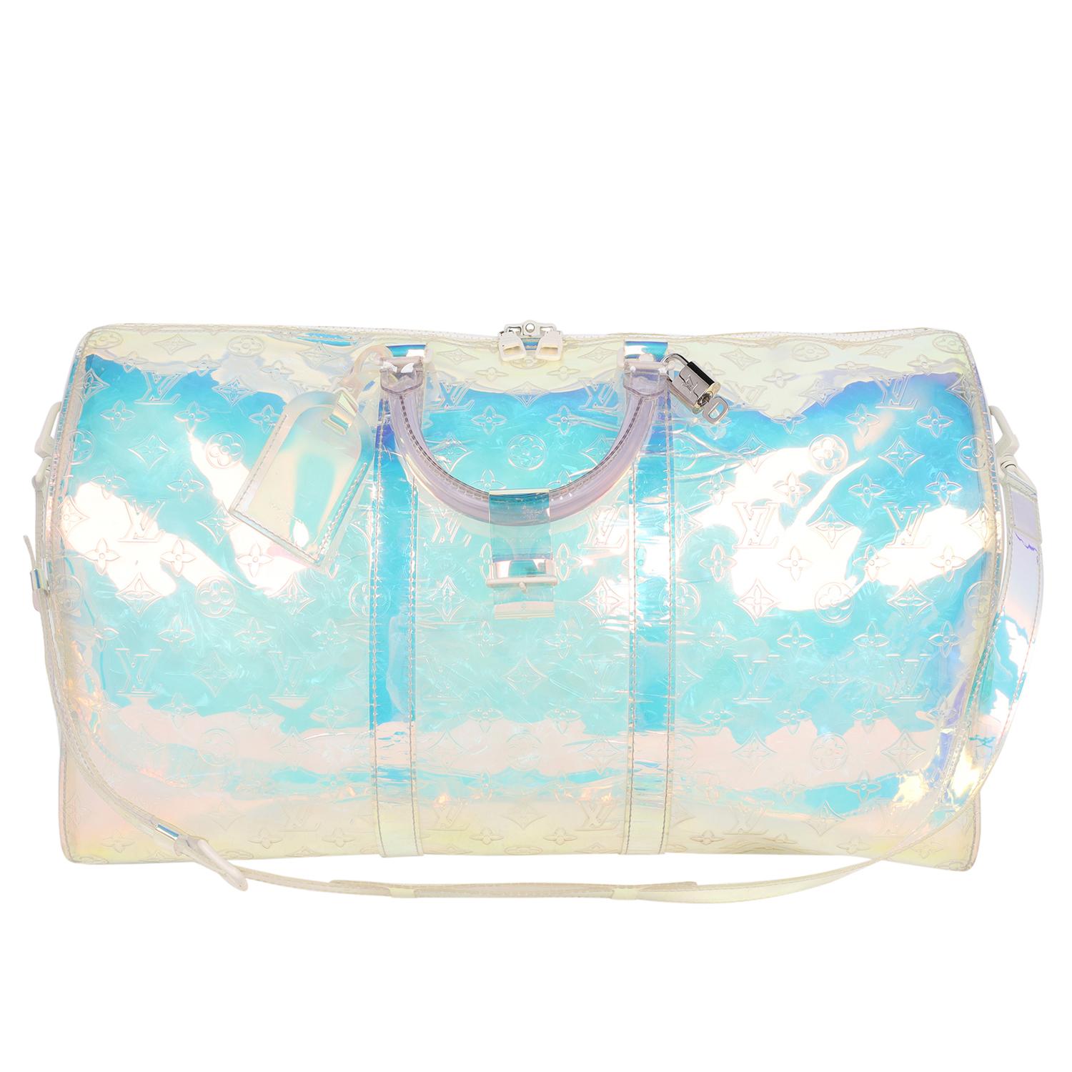 Louis Vuitton Monogram Prism PVC Keepall Bandouliere 50 Bag For Sale 5