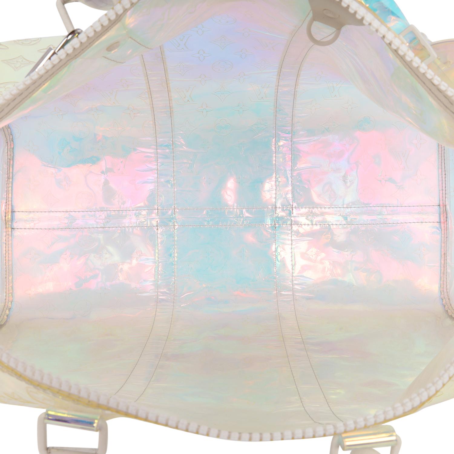 Louis Vuitton Monogram Prism PVC Keepall Bandouliere 50 Bag For Sale 8