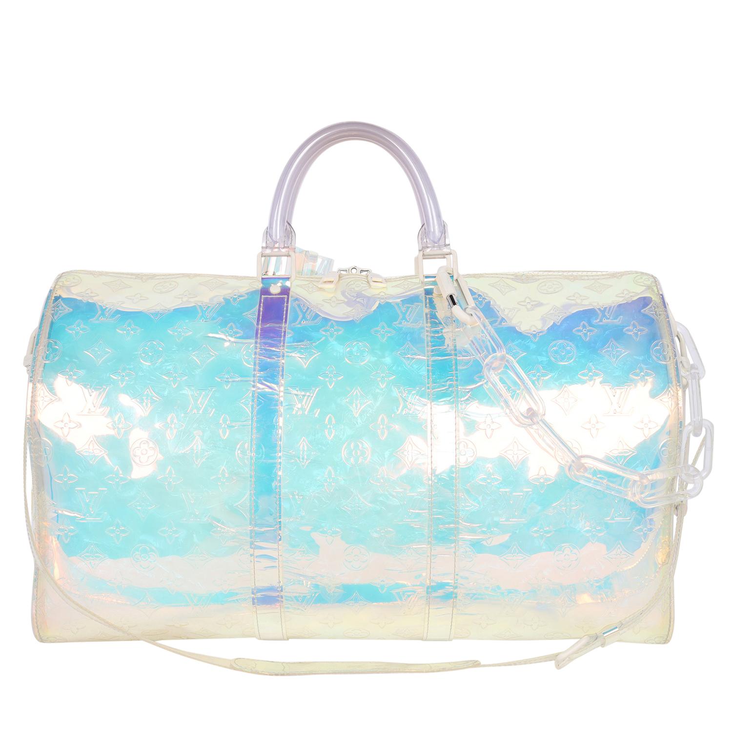 Louis Vuitton Monogram Prism PVC Keepall Bandouliere 50 Bag For Sale 2