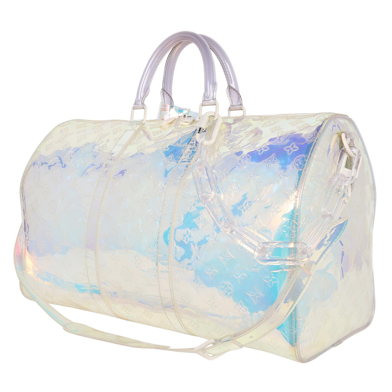 Louis Vuitton Monogram Prism PVC Keepall Bandouliere 50 Bag For Sale 4