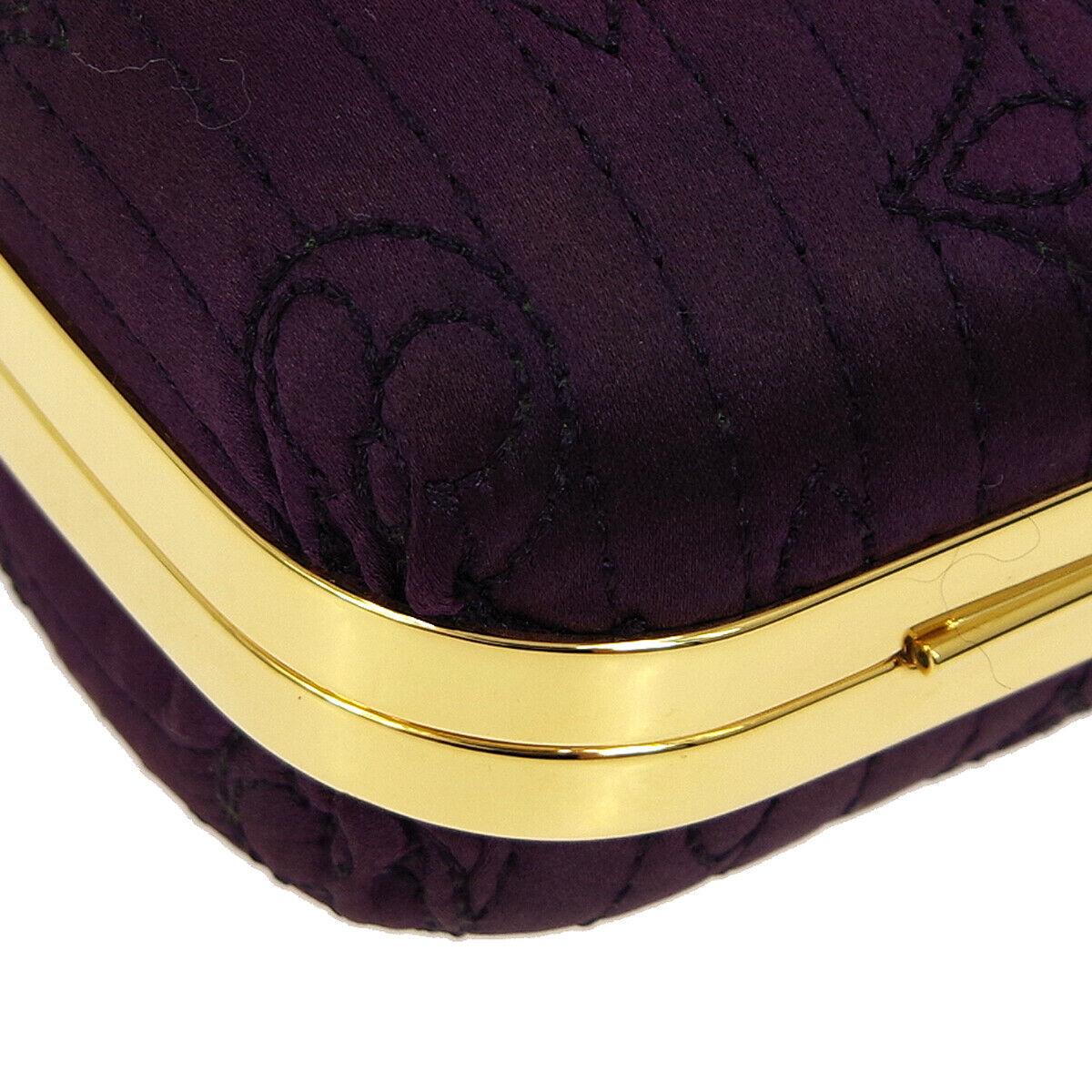 Louis Vuitton Monogram Purple Satin 2in1 Evening Clutch Flap Chain Shoulder Bag In Good Condition In Chicago, IL