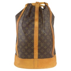Used Louis Vuitton Monogram Randonnee GM Drawstring Bucket Sling Bag Hobo 2LV1022
