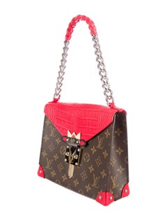 Louis Vuitton Monogram Red Crocodile Evening Chain Shoulder Flap Bag in Box