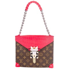 Louis Vuitton Monogram Red Crocodile Evening Chain Shoulder Flap Bag in Box