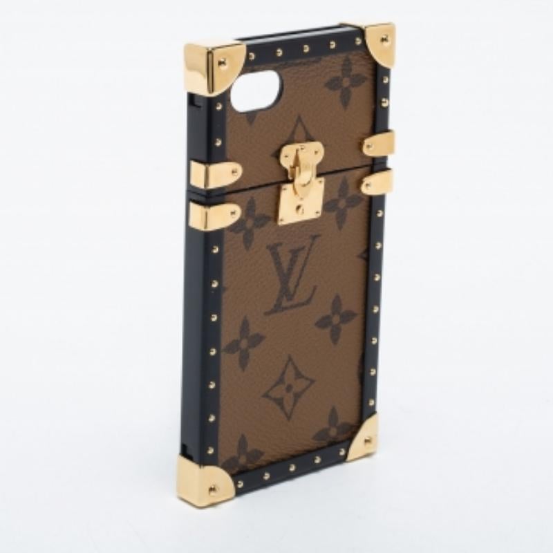 Louis Vuitton Monogram Reverse Canvas Eye Trunk iPhone 7 Case In Good Condition For Sale In Dubai, Al Qouz 2