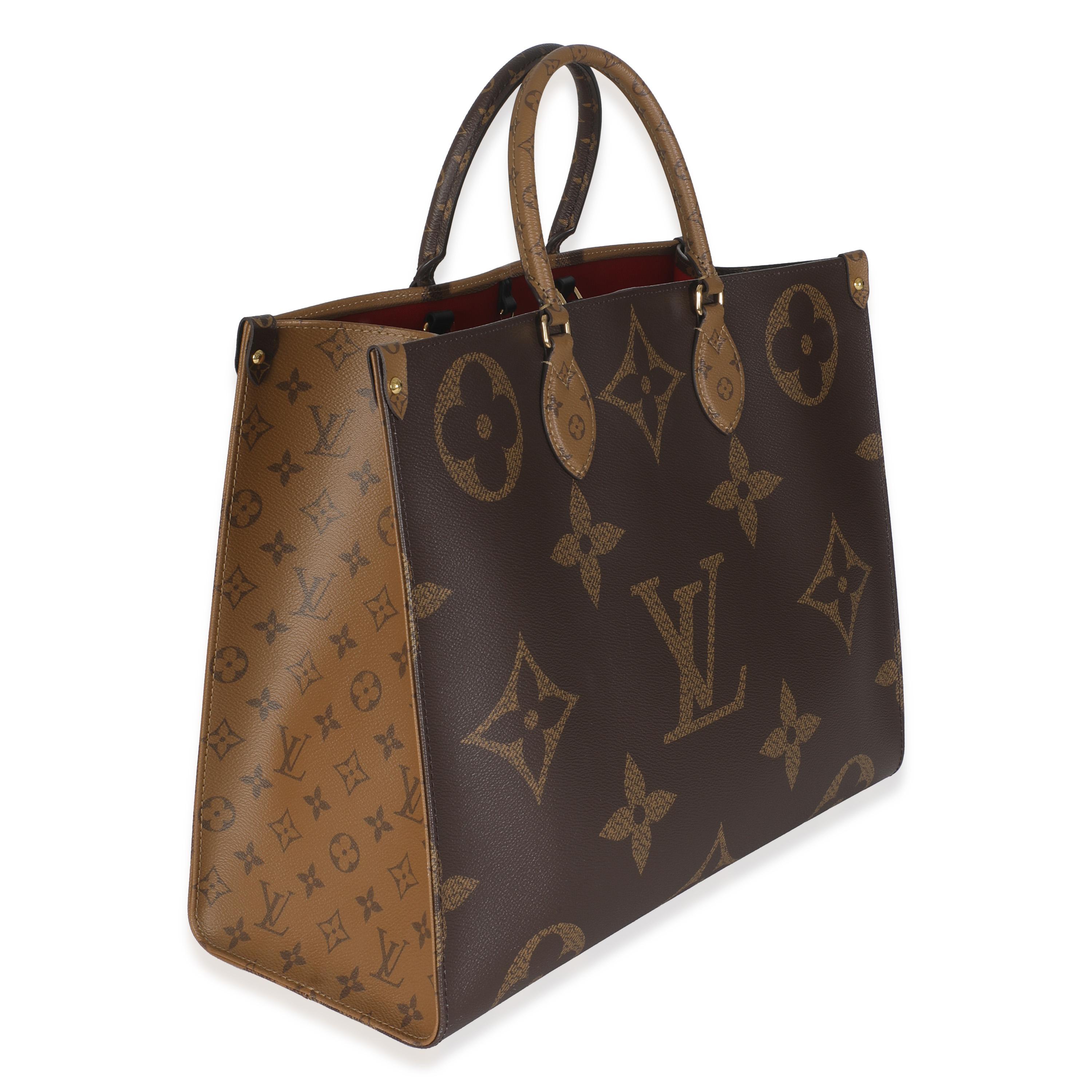 Listing Title: Louis Vuitton Monogram Reverse Canvas Onthego GM
SKU: 146026
MSRP: 3400.00 USD
Condition: Pre-owned 
Condition Description: This bag says it all. The Onthego bag from Louis Vuitton is designed for busy lifestyles. Topped with two
