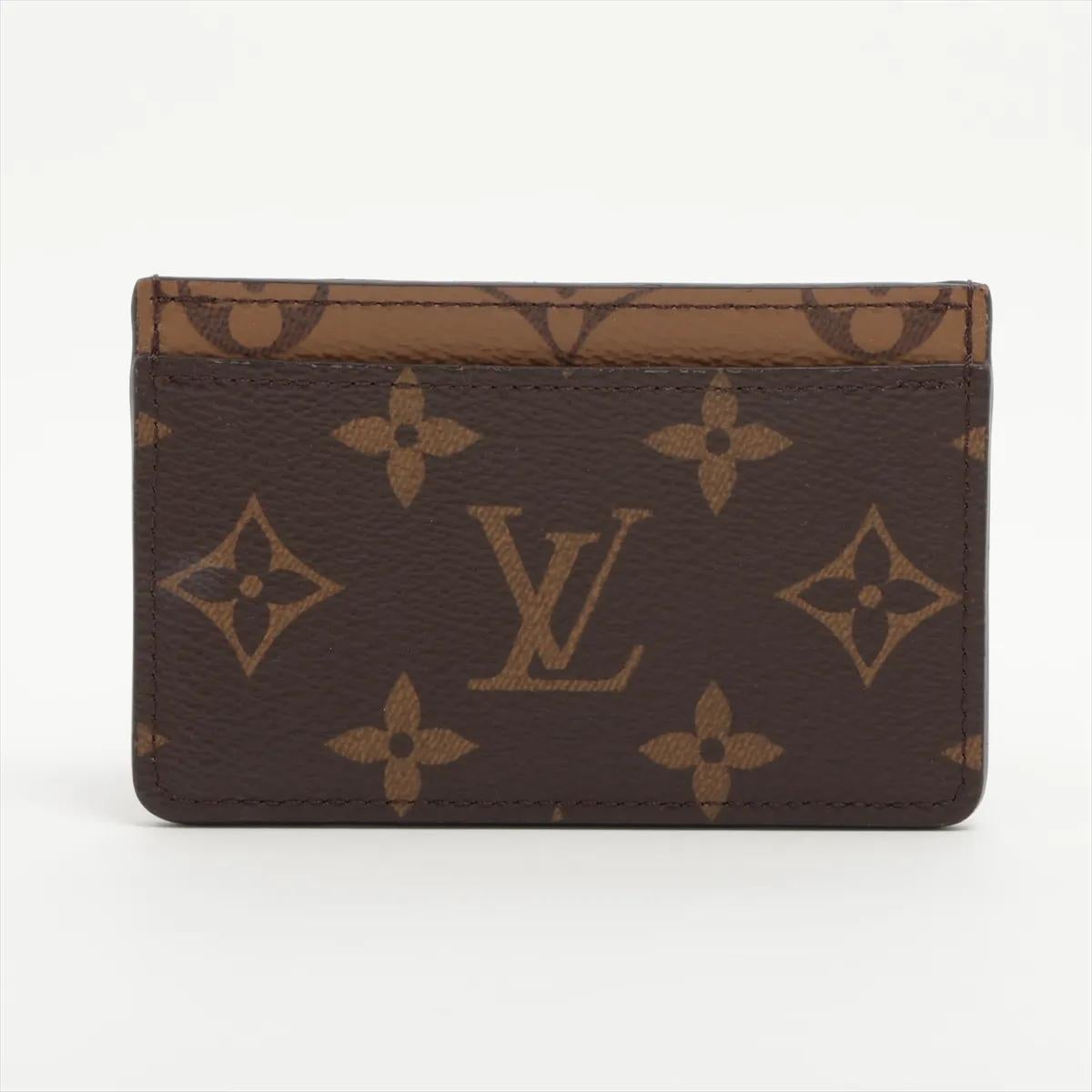 Marrone Louis Vuitton Monogram Reverse Card Case in vendita