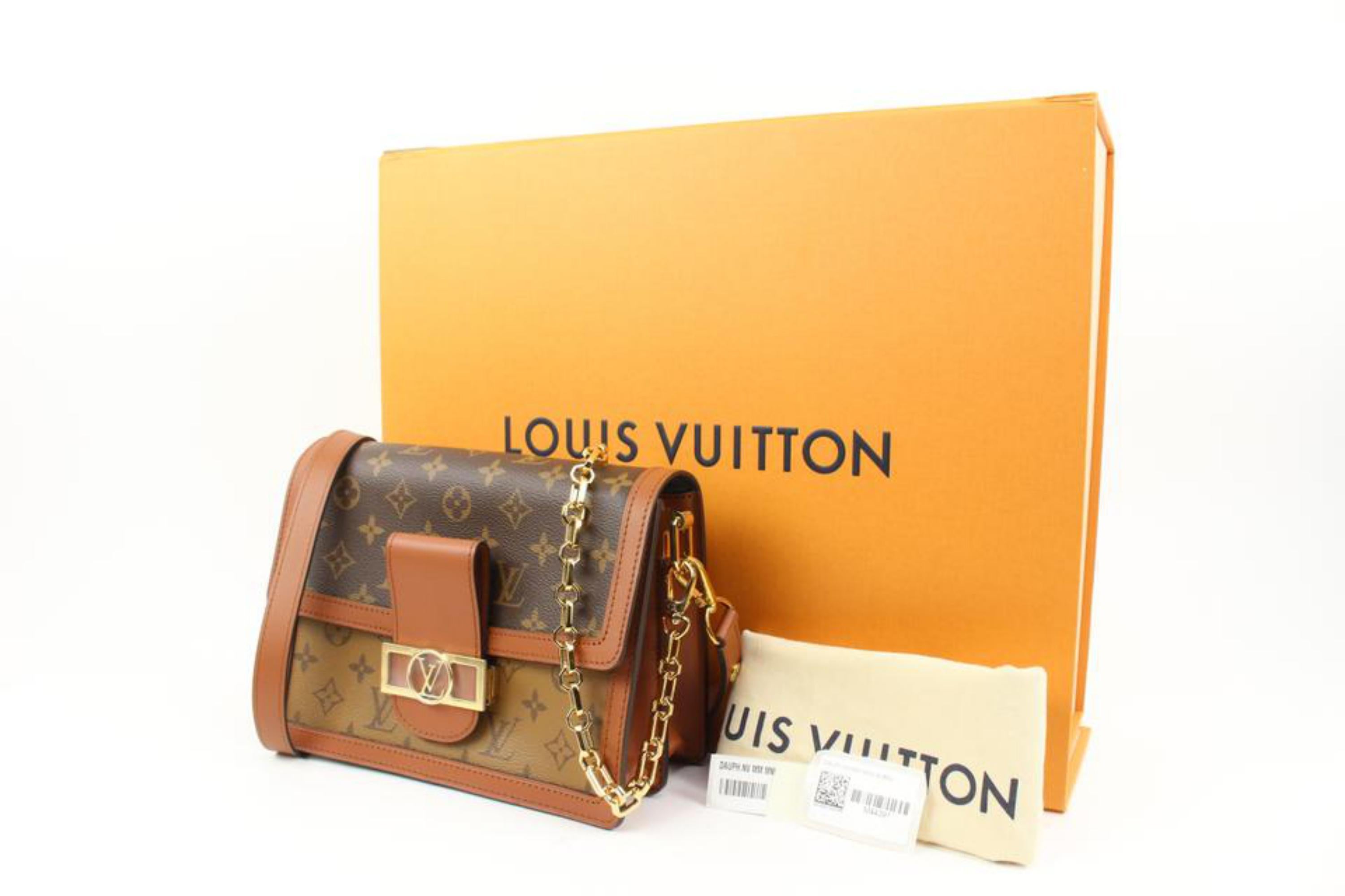 Louis Vuitton Monogram Reverse Dauphine MM Flap Crossbody Chain Bag s27lv93
Date Code/Serial Number: FL4129
Made In: France
Measurements: Length:  9.5