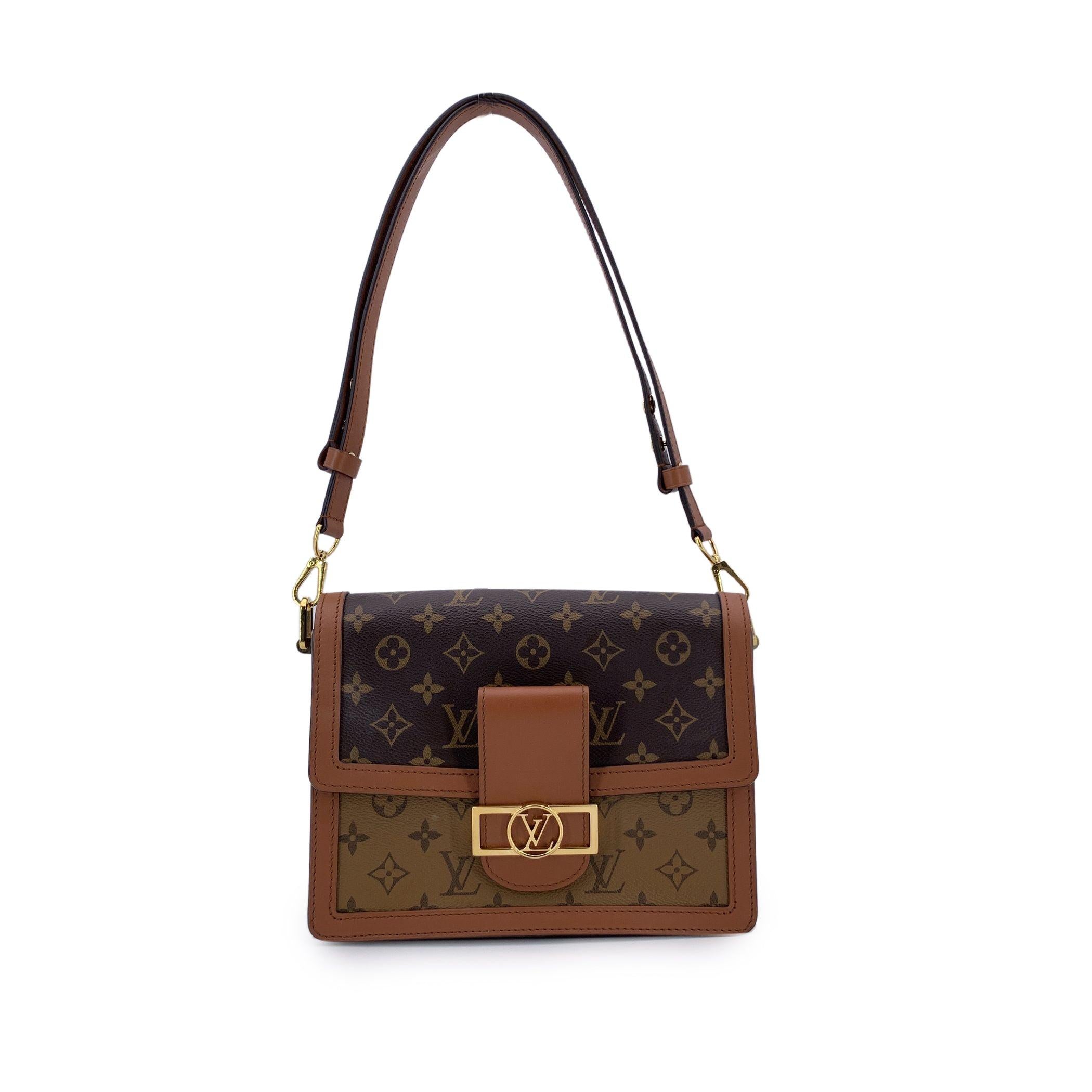 Brown Louis Vuitton Monogram Reverse Dauphine MM Shoulder Bag M45958 For Sale