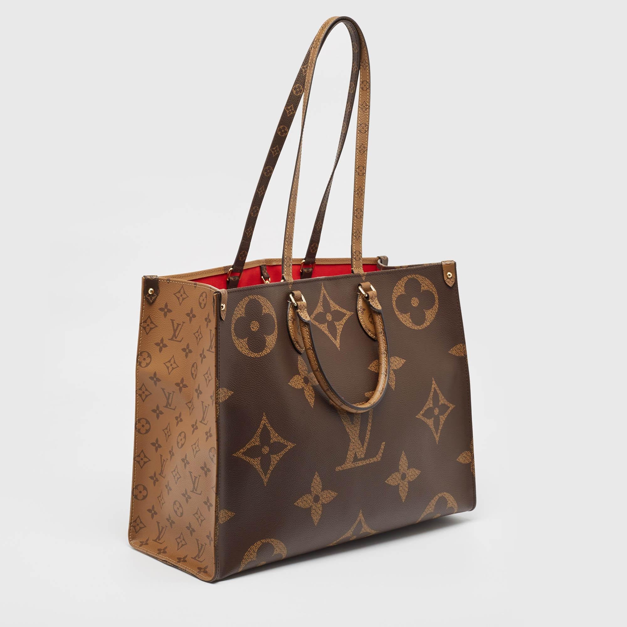 Marron Louis Vuitton - Sac OnTheGo GM en toile géante à monogramme inversé