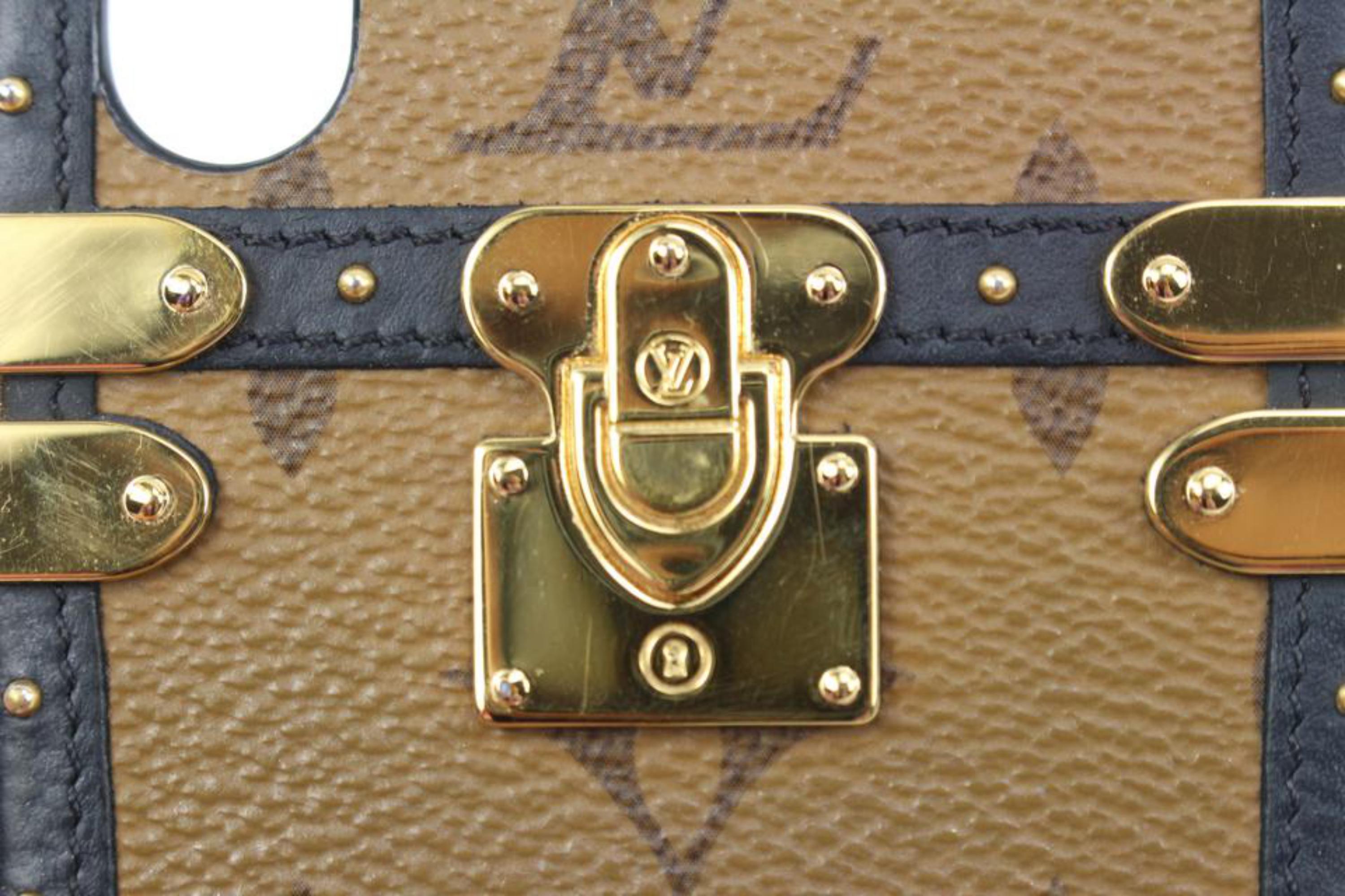 Marron Sac à main Louis Vuitton pour iPhone X ou XS avec monogramme à l'envers et boîtier pour oreilles 30lk32 en vente
