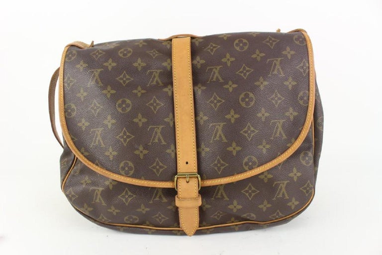 Louis+Vuitton+Saumur+Shoulder+Bag+MM+Brown+Canvas for sale online