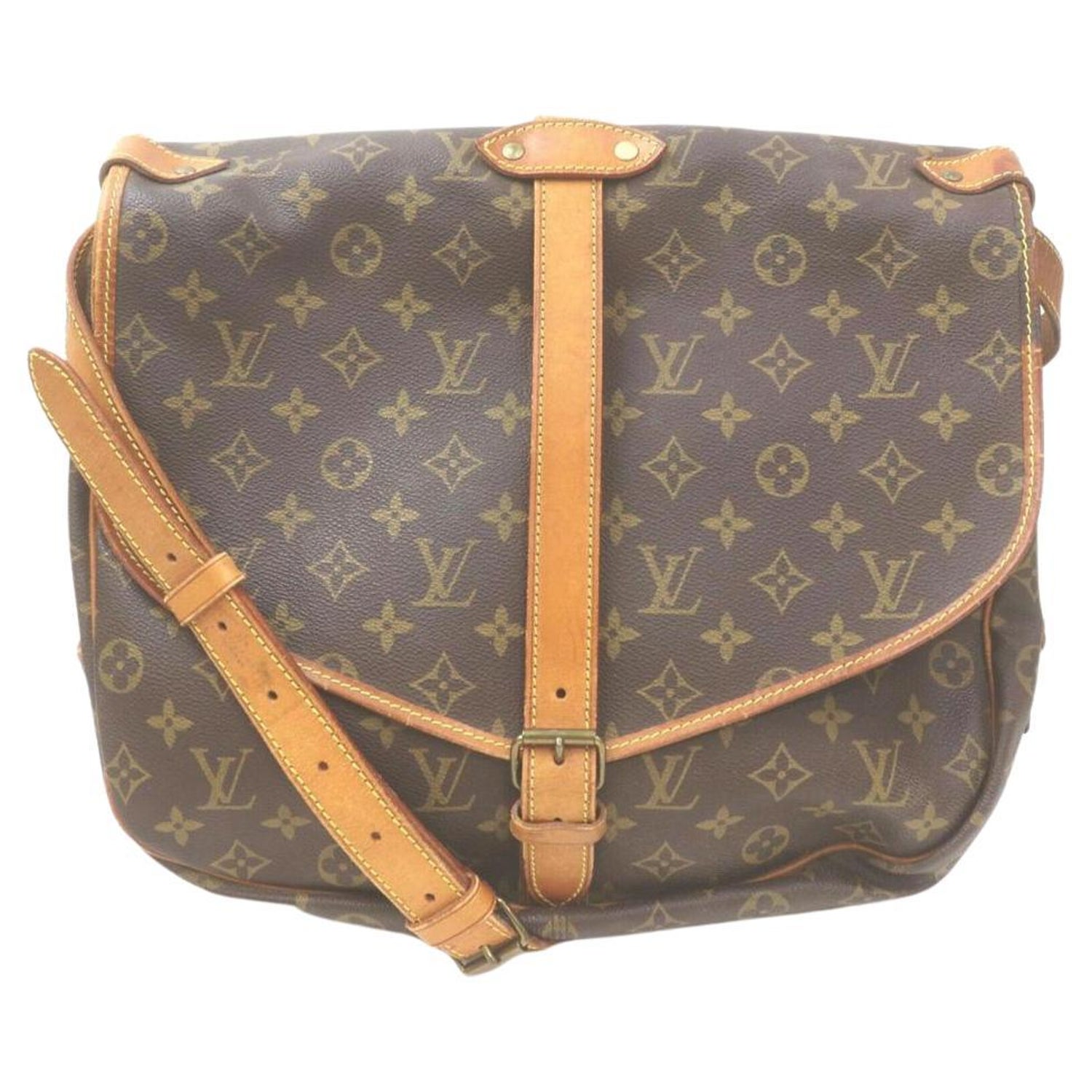 Louis Vuitton Vintage Leather Monogram Crossbody Saddle Bag at 1stDibs