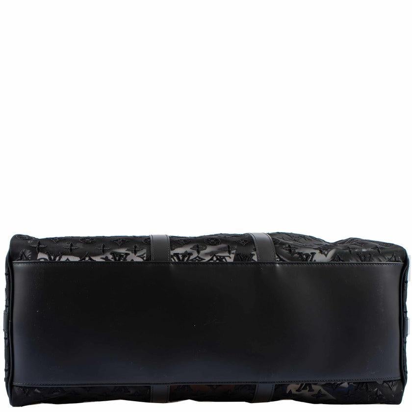 Women's Louis Vuitton Monogram See Through Keepall Bandouliere 50 Black Bag For Sale