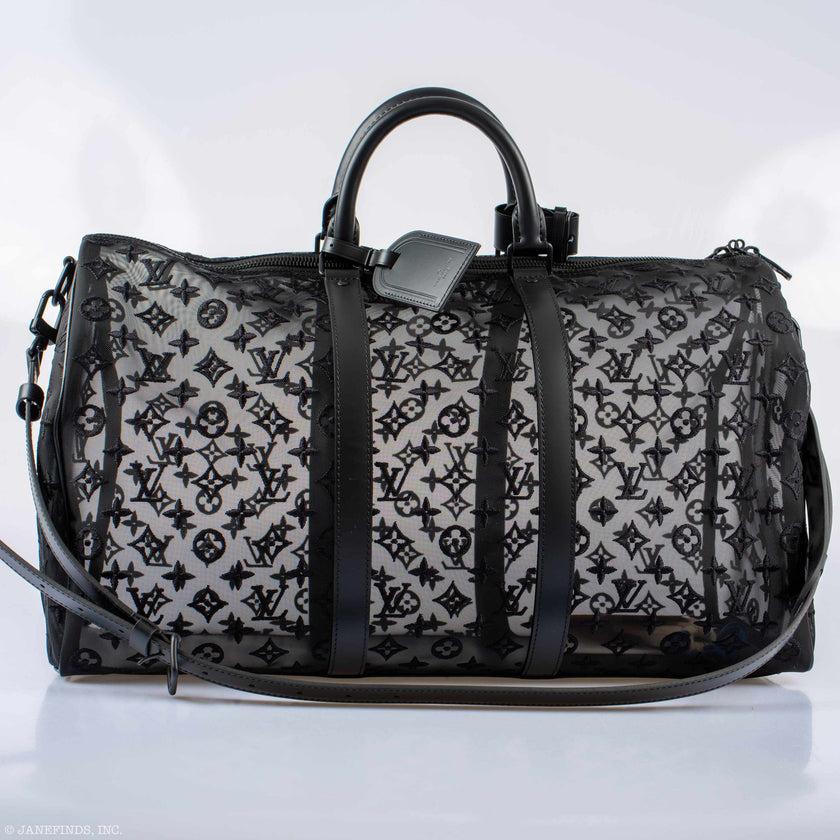 Louis Vuitton Monogram See Through Keepall Bandouliere 50 Black Bag For Sale 1