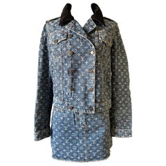 LOUIS VUITTON Monogram set jacket and skirt vintage famous