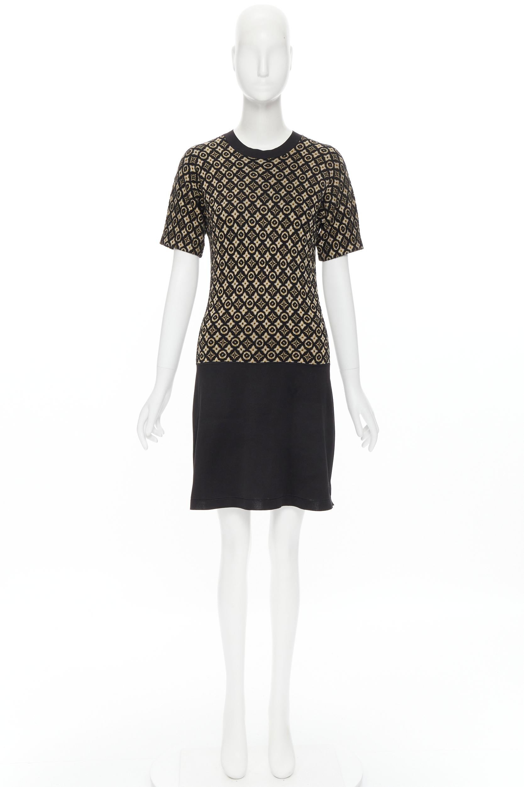 LOUIS VUITTON monogram silk cashmere knitted black stretch casual dress S 6
