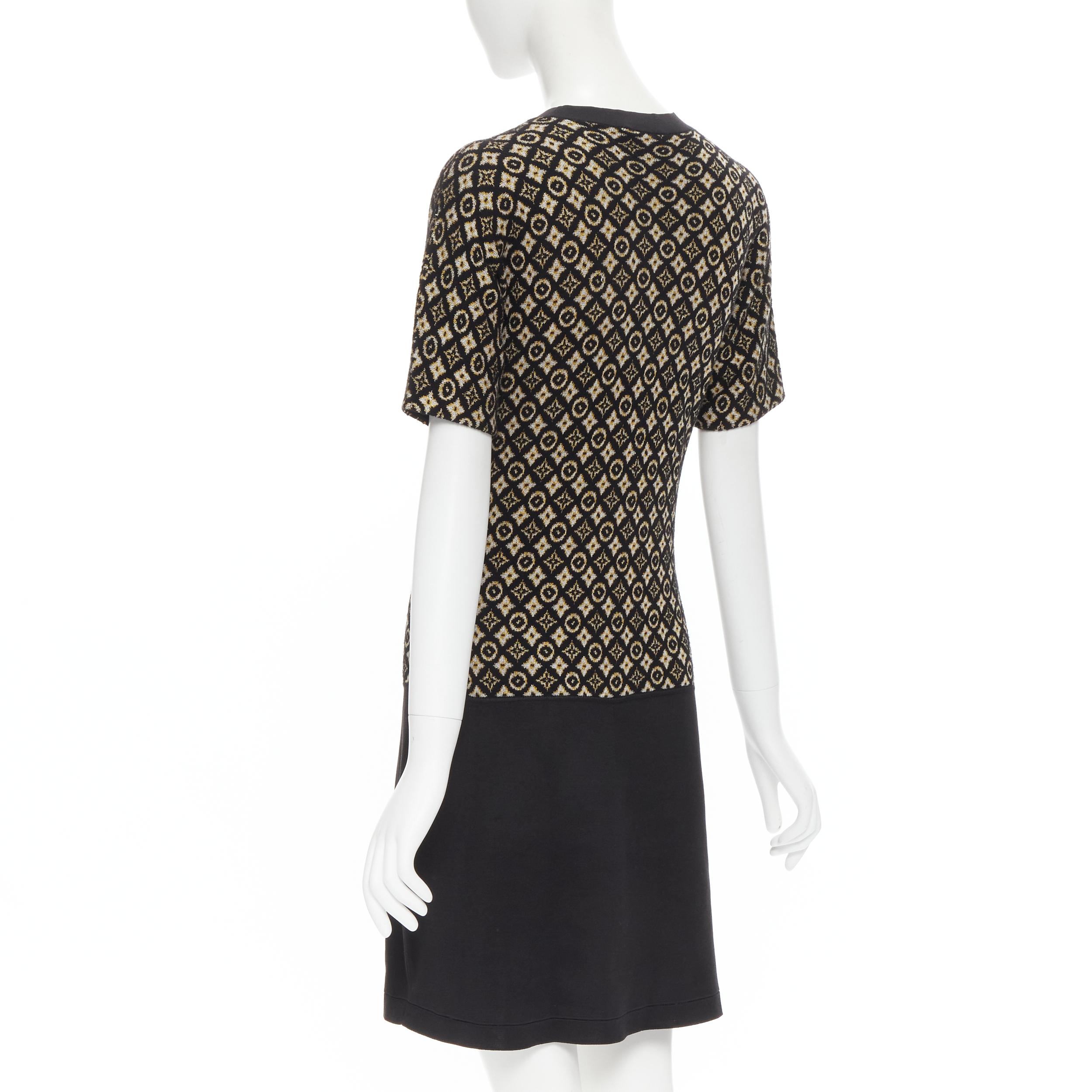 LOUIS VUITTON monogram silk cashmere knitted black stretch casual dress S 1