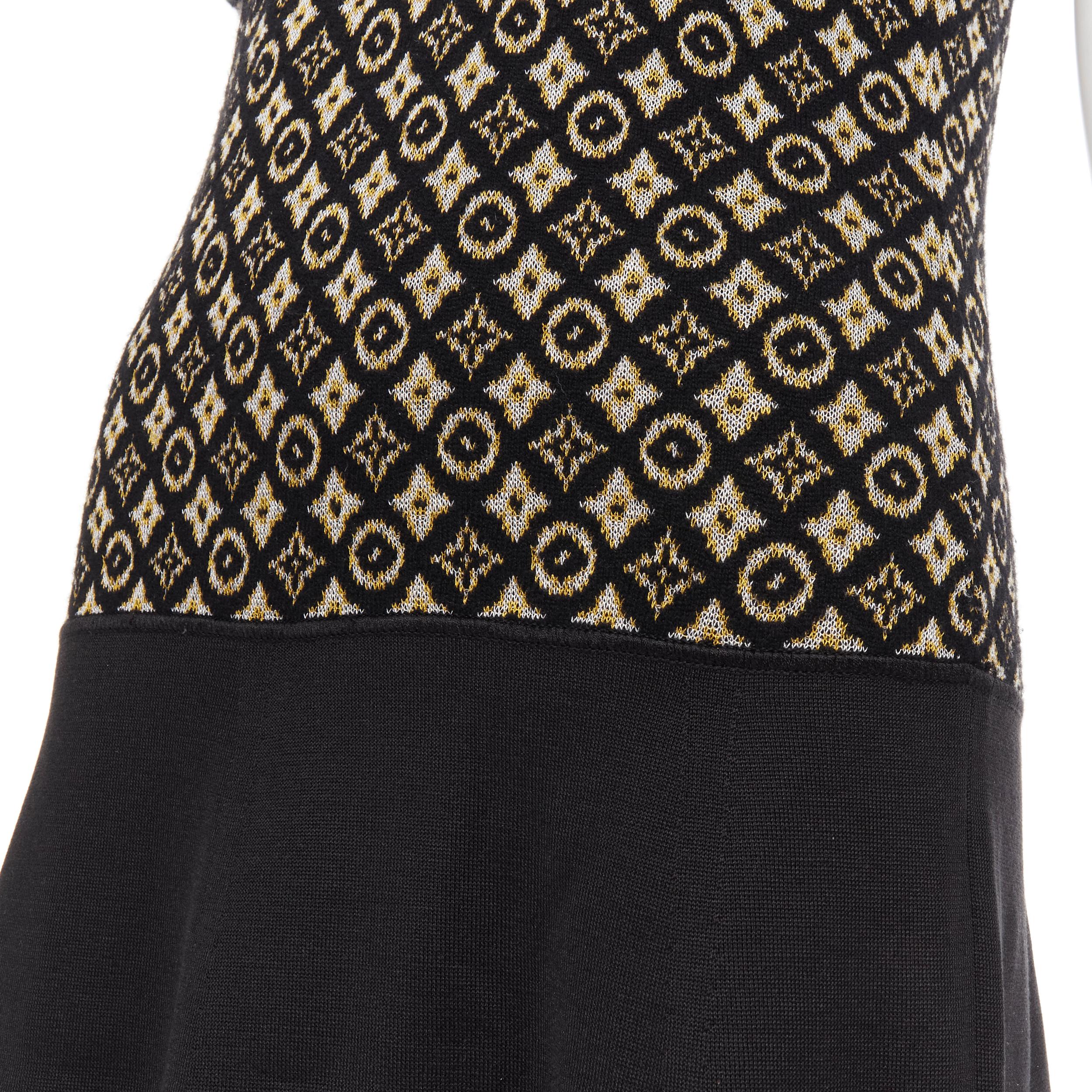 LOUIS VUITTON monogram silk cashmere knitted black stretch casual dress S 3