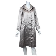 Louis Vuitton Monogram Silk Trench Coat with Detachable Fur Collar Sz: 34