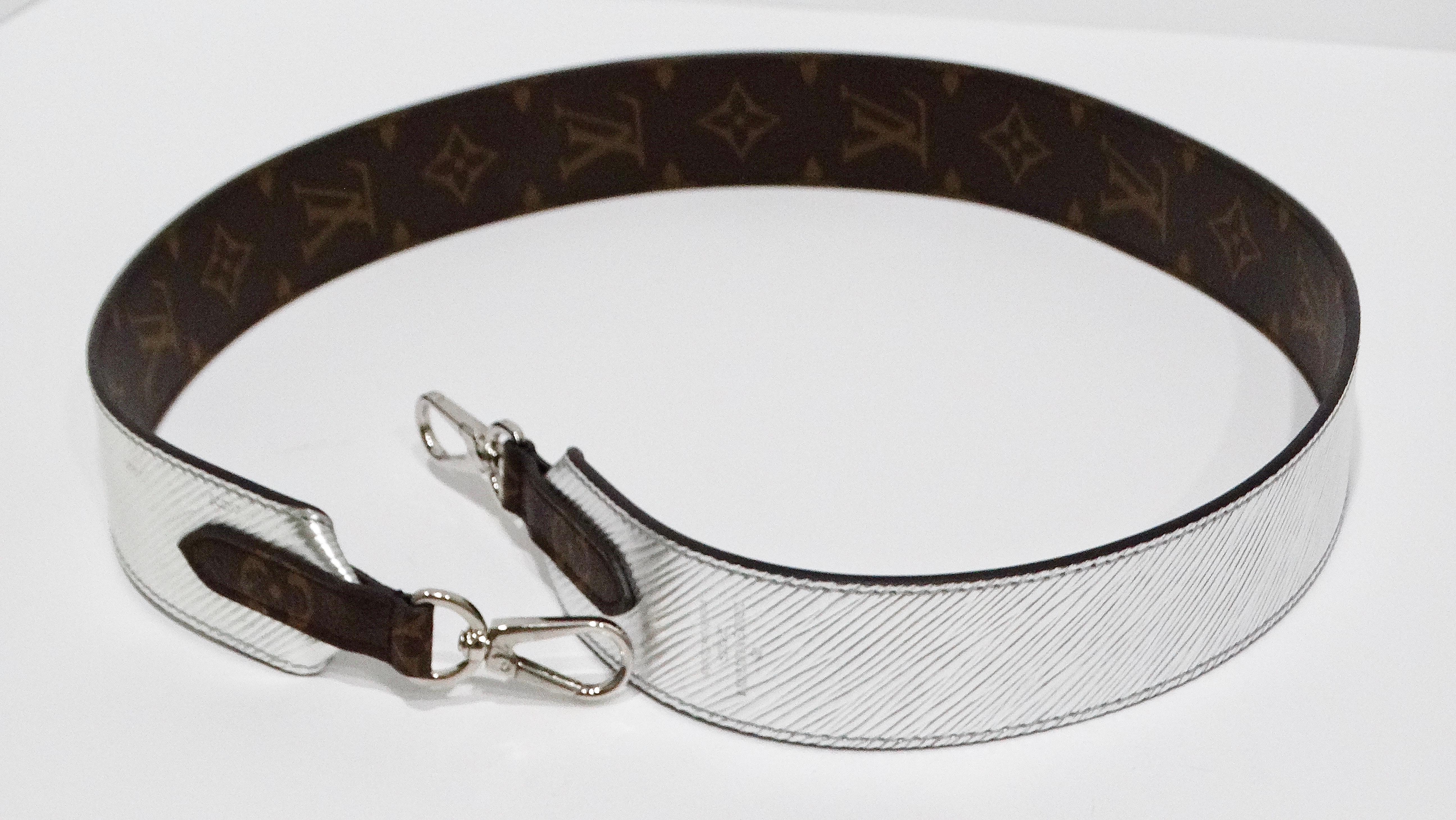 Louis Vuitton Monogram Silver Metallic Reversible Shoulder Strap In Good Condition In Scottsdale, AZ