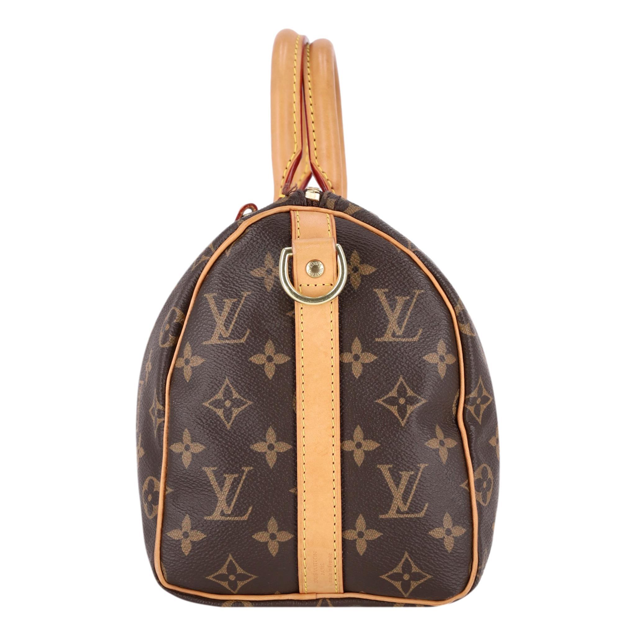Black Louis Vuitton Monogram Speedy 25 Coated Canvas Handbag