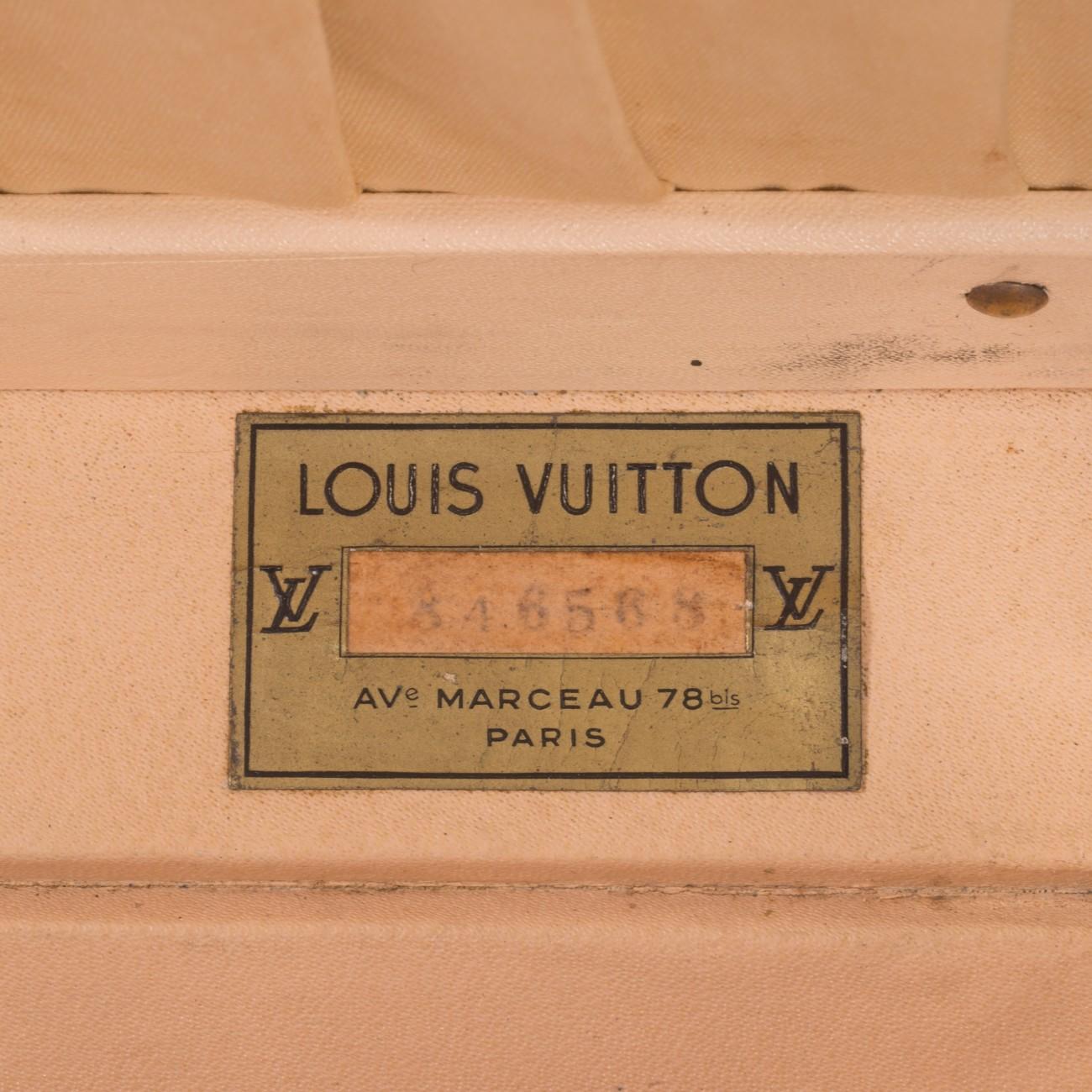 Brass Louis Vuitton Monogram Square Hat Case, circa 1955