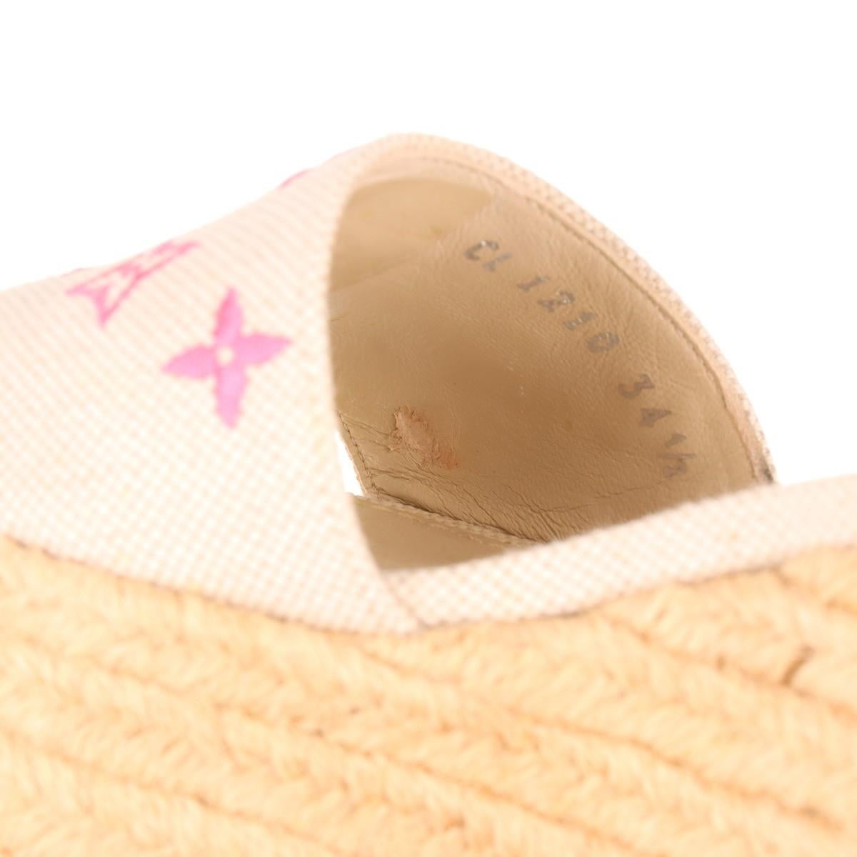 Louis Vuitton Monogrammierte Espadrille-Keilsandalen mit Starboard-Monogramm in Weiß x Rosa 15
