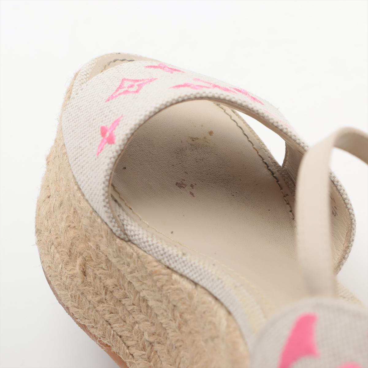 Louis Vuitton - Sandales compensées Starboard blanches et roses avec monogramme 7