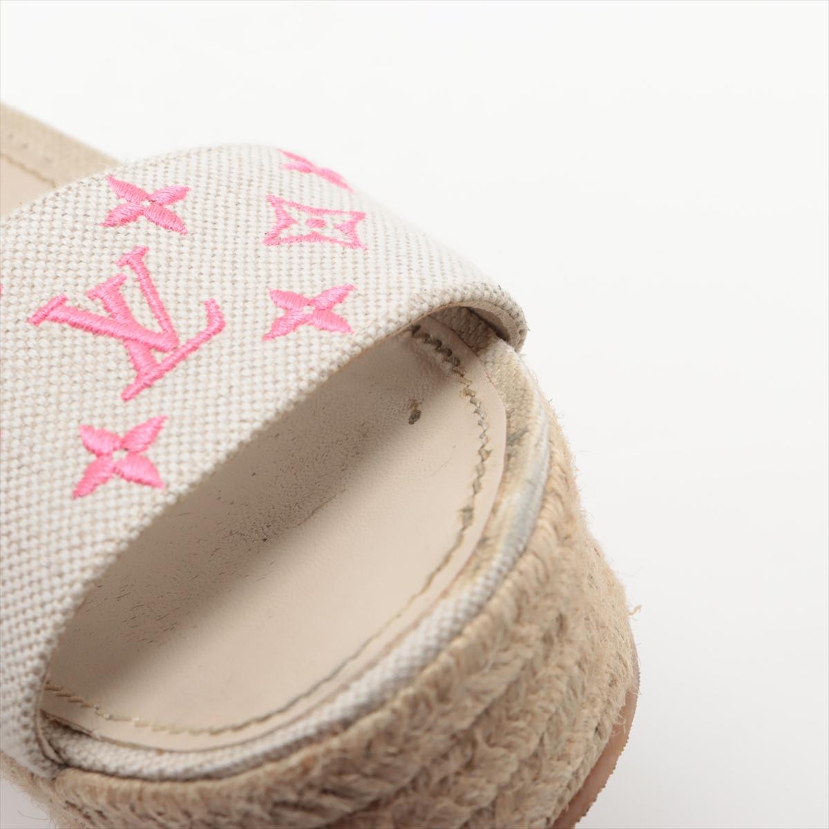 Louis Vuitton - Sandales compensées Starboard blanches et roses avec monogramme 9