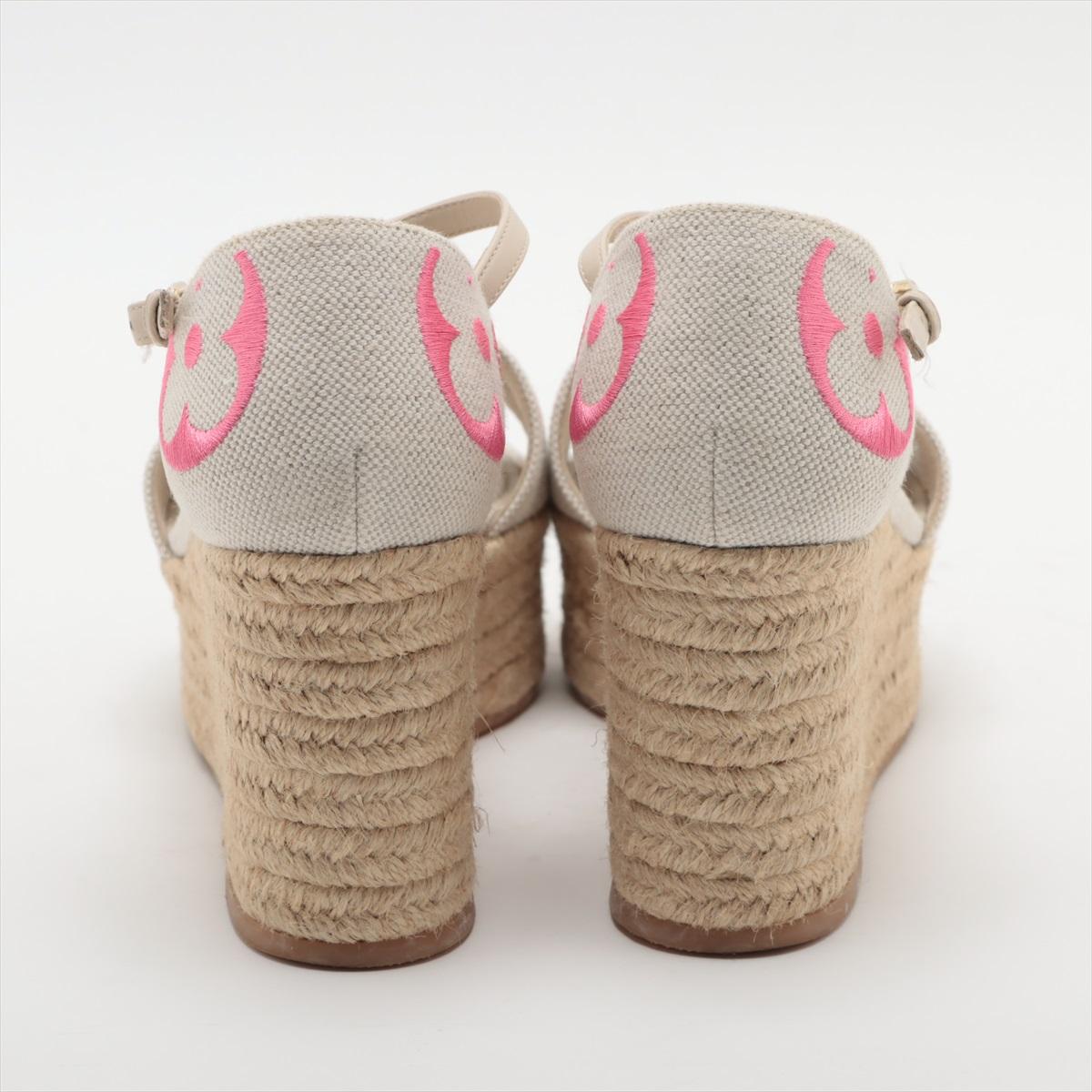  Louis Vuitton - Sandales compensées Starboard blanches et roses avec monogramme Pour femmes 