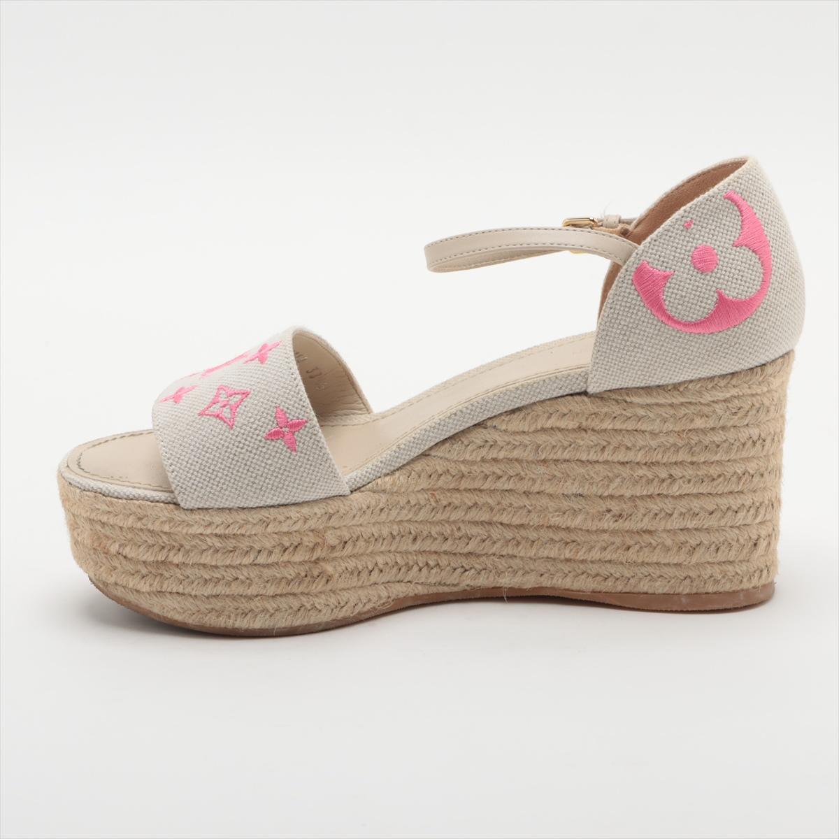 Louis Vuitton - Sandales compensées Starboard blanches et roses avec monogramme 2
