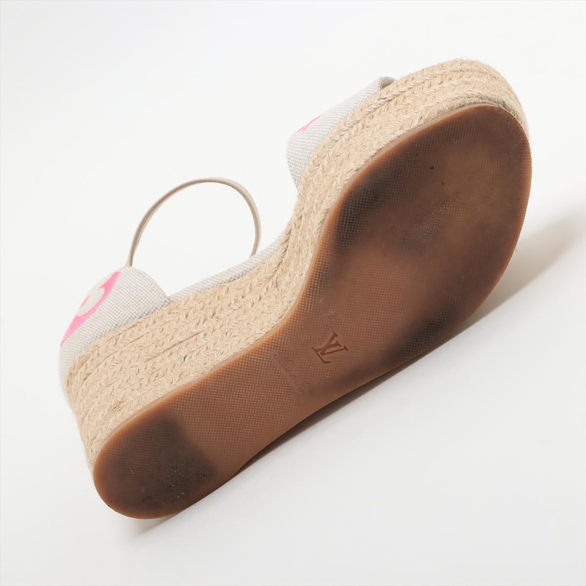 Louis Vuitton - Sandales compensées Starboard blanches et roses avec monogramme 3
