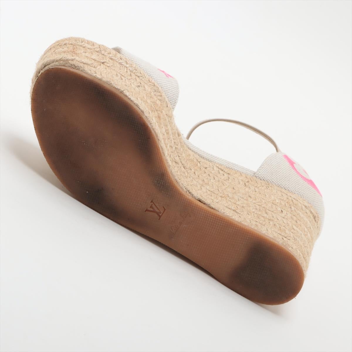 Louis Vuitton - Sandales compensées Starboard blanches et roses avec monogramme 4