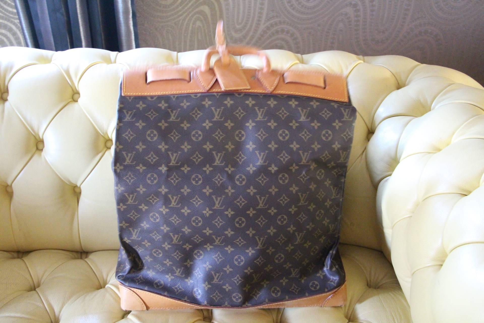 Leather Louis Vuitton Monogram Steamer Bag 45