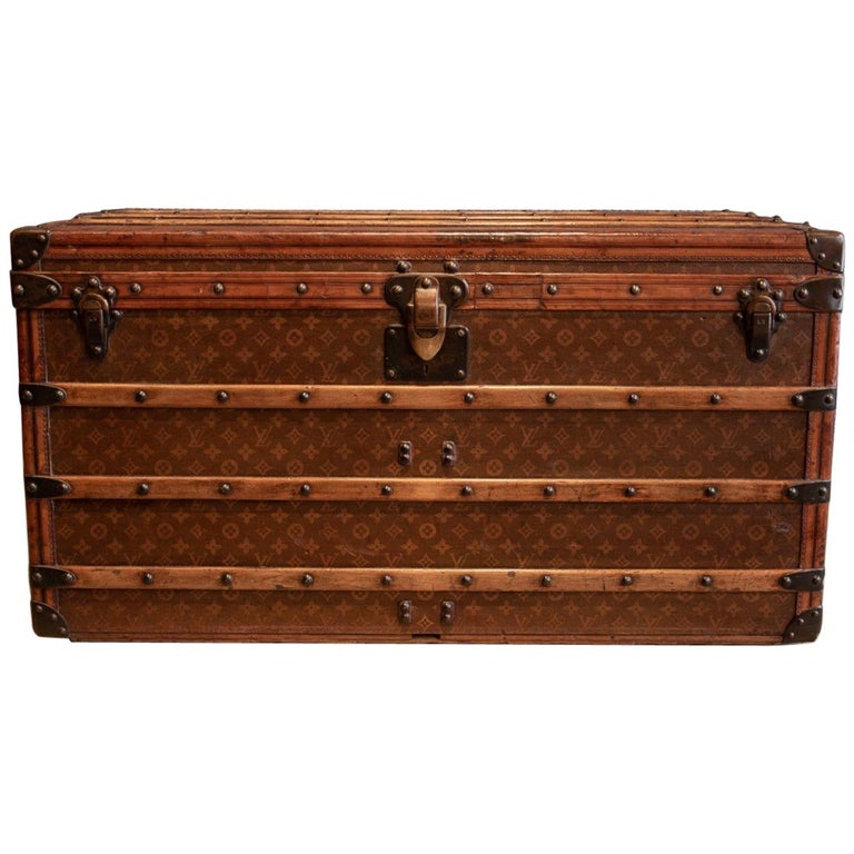 Louis Vuitton Monogram Steamer Trunk With Tray Antique French
