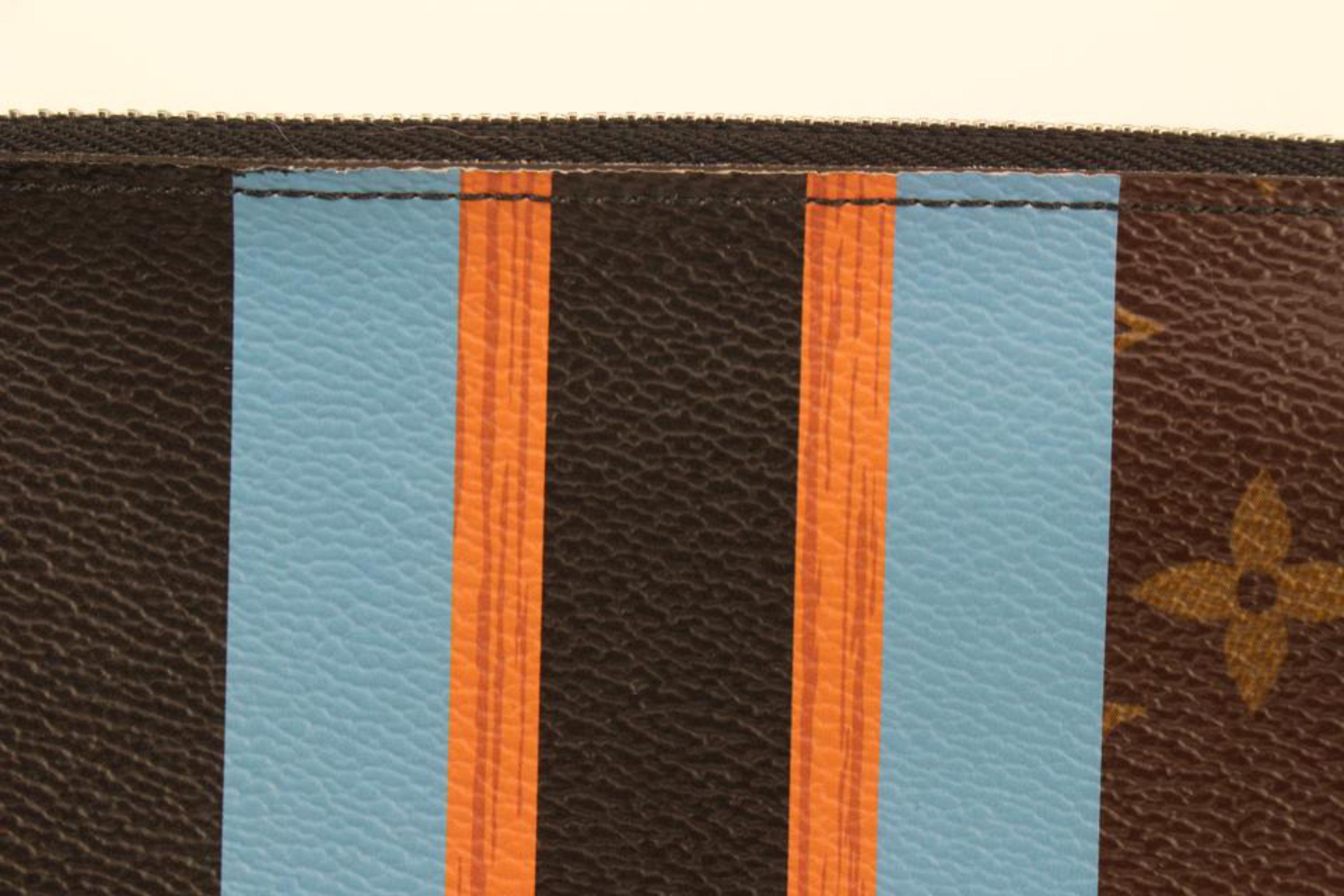 Louis Vuitton Monogram Stripe Pochette Plate MM Zip Pouch 1130lv28 In Excellent Condition In Dix hills, NY