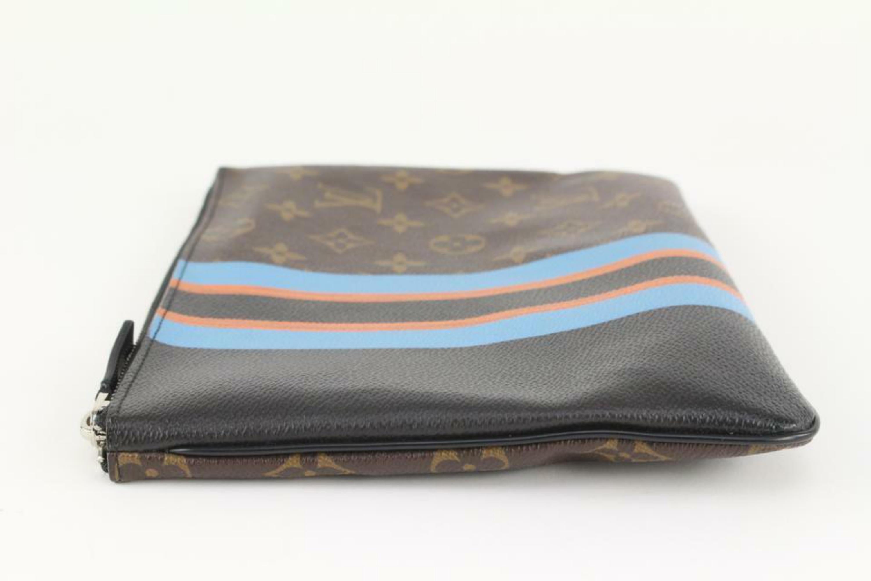 Louis Vuitton Monogram Stripe Pochette Plate MM Zip Pouch 27L26a For Sale 1