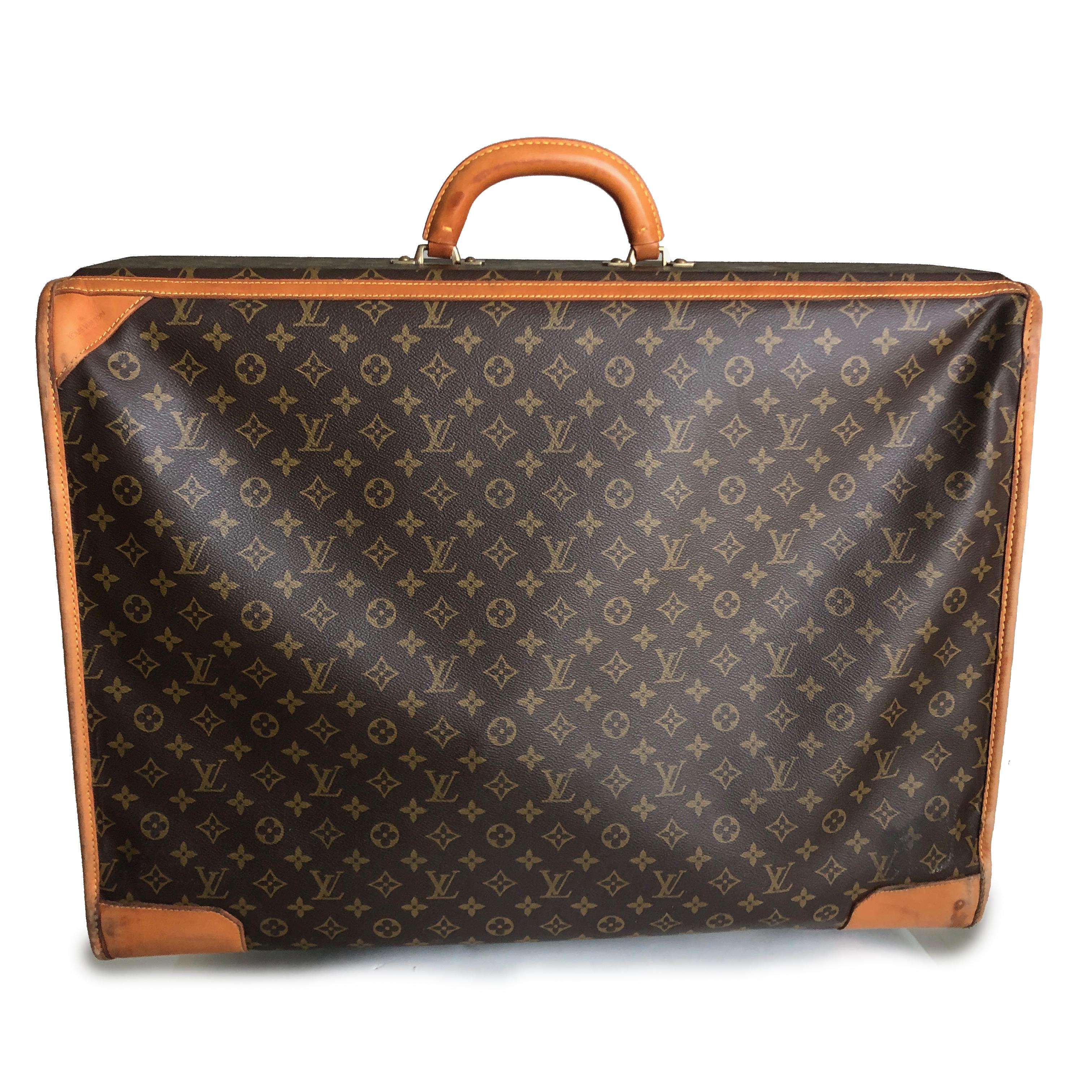 Louis Vuitton Monogram Suitcase Large Luggage with Combination Lock & ID Tag VTG In Good Condition For Sale In Port Saint Lucie, FL