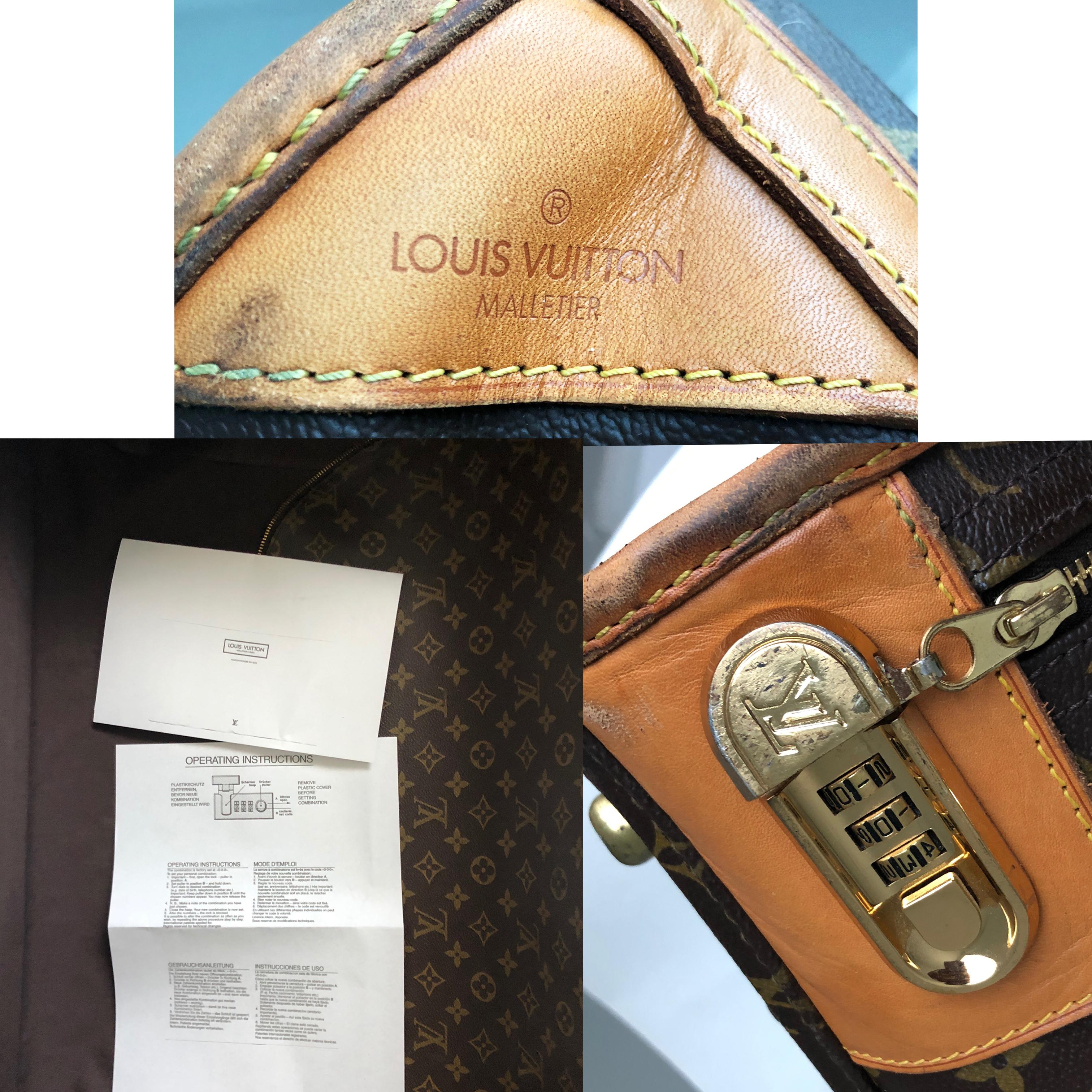 Louis Vuitton Monogram Suitcase Large Luggage with Combination Lock & ID Tag VTG For Sale 3