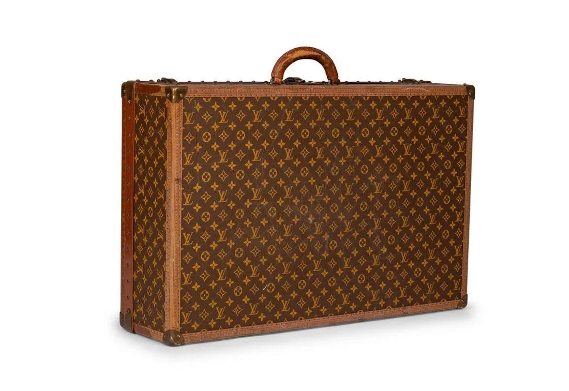 French Louis Vuitton Monogram Suitcase / Luggage or Trunk, Alzer 80, Mid 20th Century For Sale