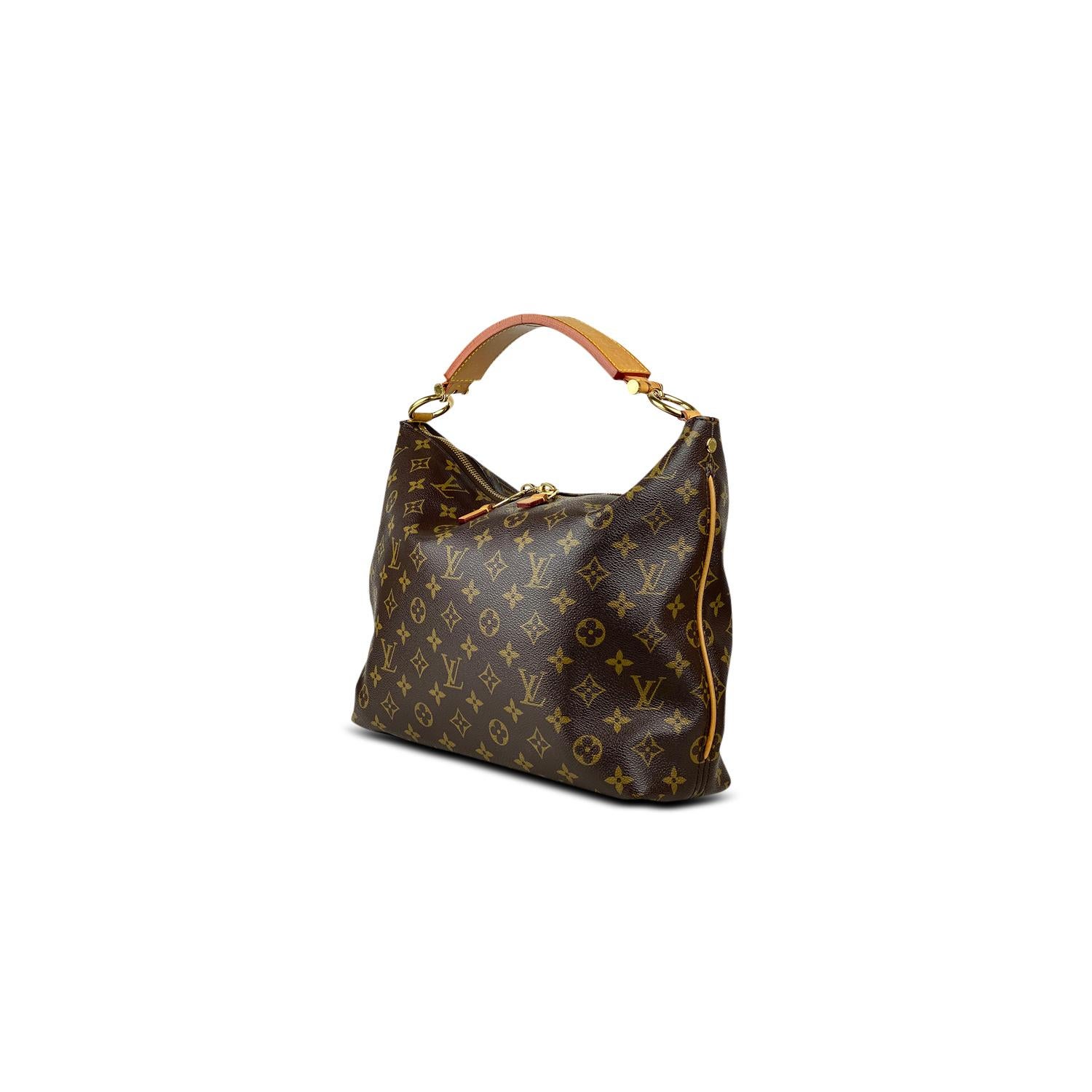 Brown and olive brown monogram coated canvas Louis Vuitton Sully PM with

– Brass hardware
– Single flat top handle
– Tan Vachetta leather trim
– Brown canvas lining, three slit pockets at interior walls and two-way zip closures at top

Overall