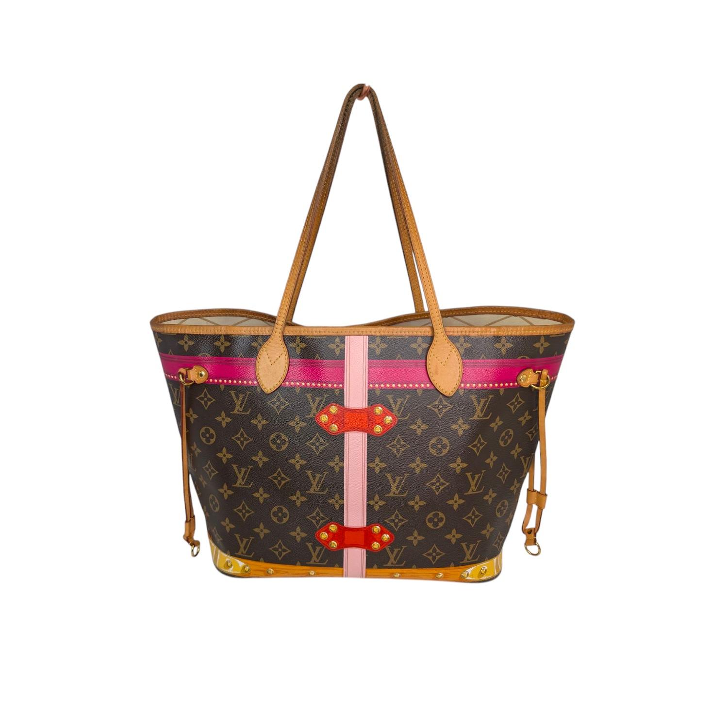 Brown Louis Vuitton Monogram Summer Trunks Limited Edition Neverfull MM Tote For Sale