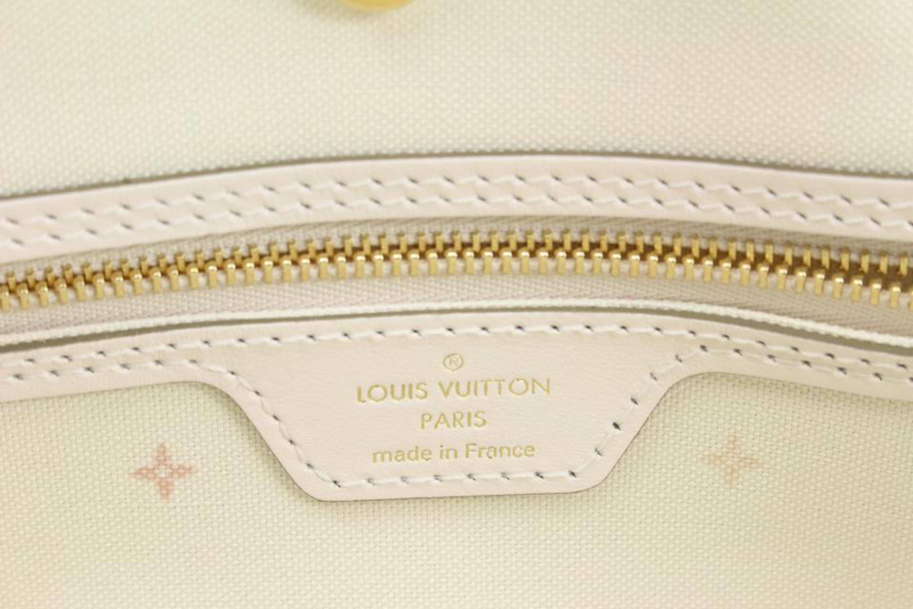 Blanc Louis Vuitton - Monogramme Sunset kaki  Sac fourre-tout Neverfull MM avec pochette 89lk412s en vente