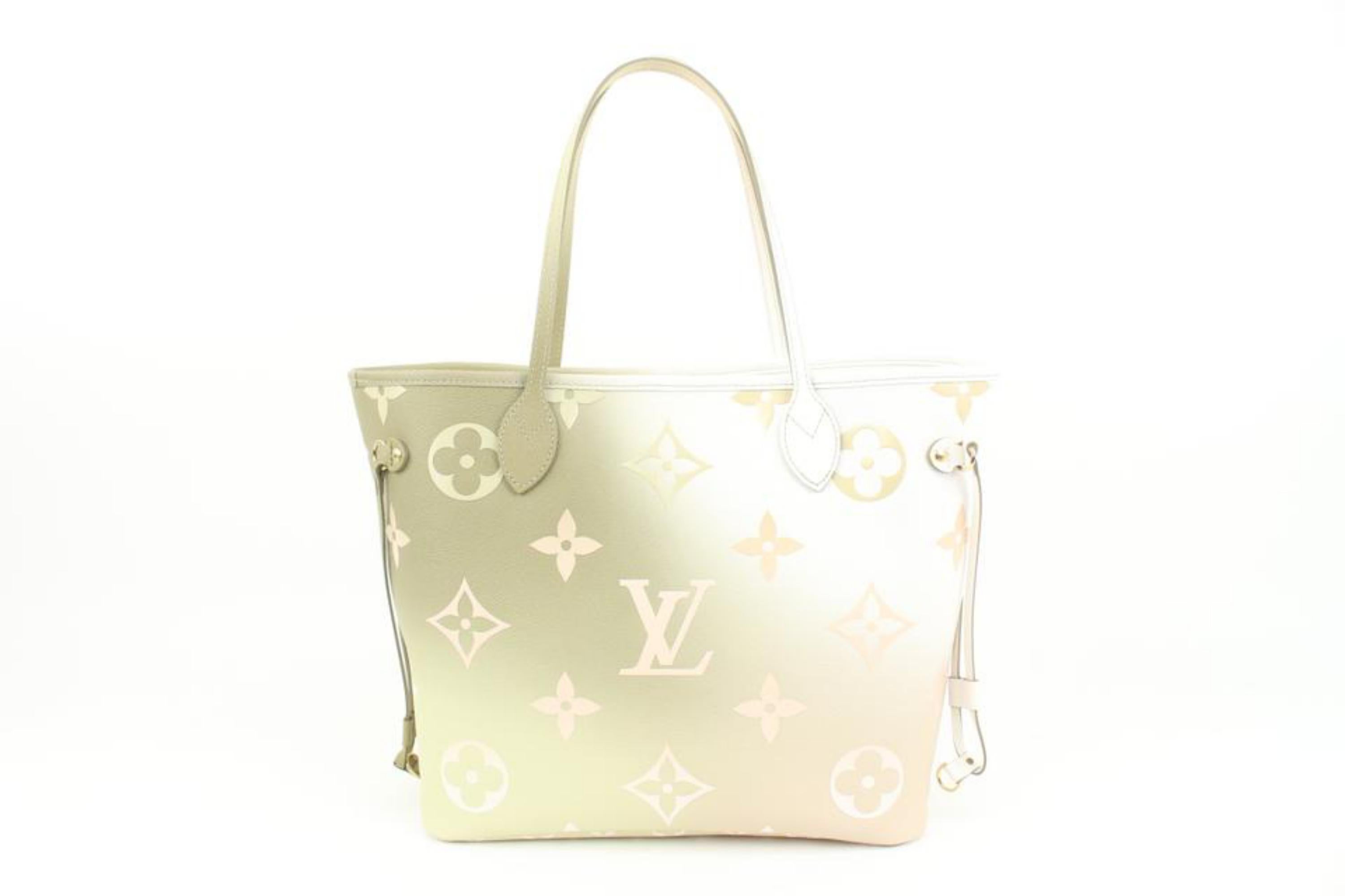 White Louis Vuitton Monogram Sunset Kaki  Neverfull MM Tote Bag with Pouch 89lk412s For Sale