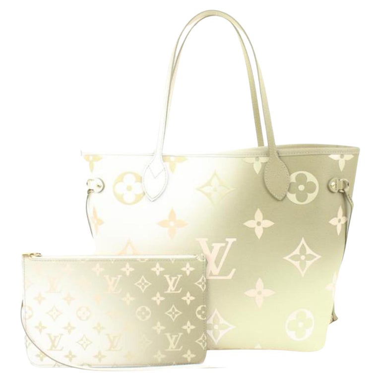 Louis Vuitton Monogram Sunset Kaki Neverfull MM Tote Bag with Pouch 89lk412s