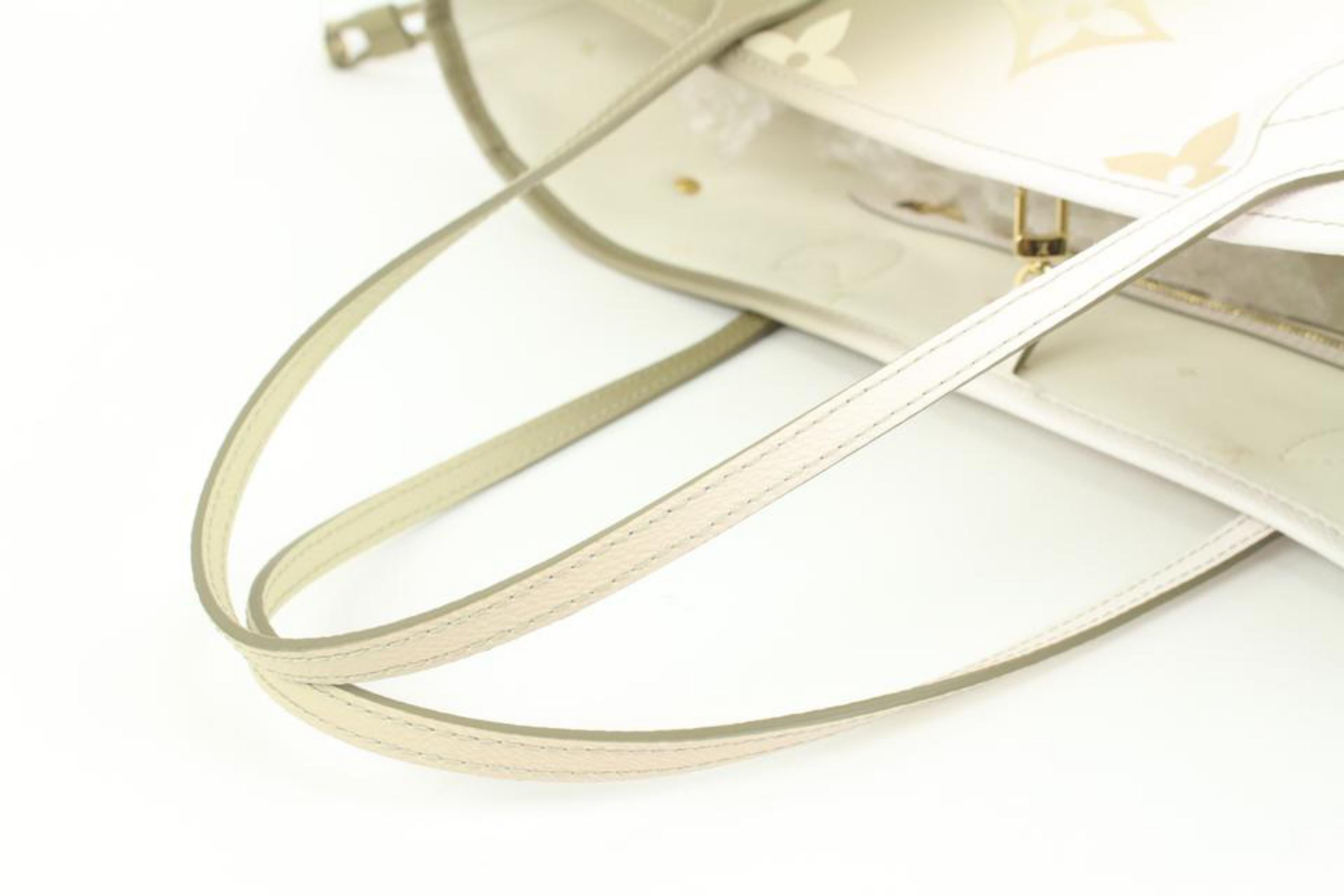 White Louis Vuitton Monogram Sunset Khaki Neverfull MM Tote Bag 80lz418s For Sale